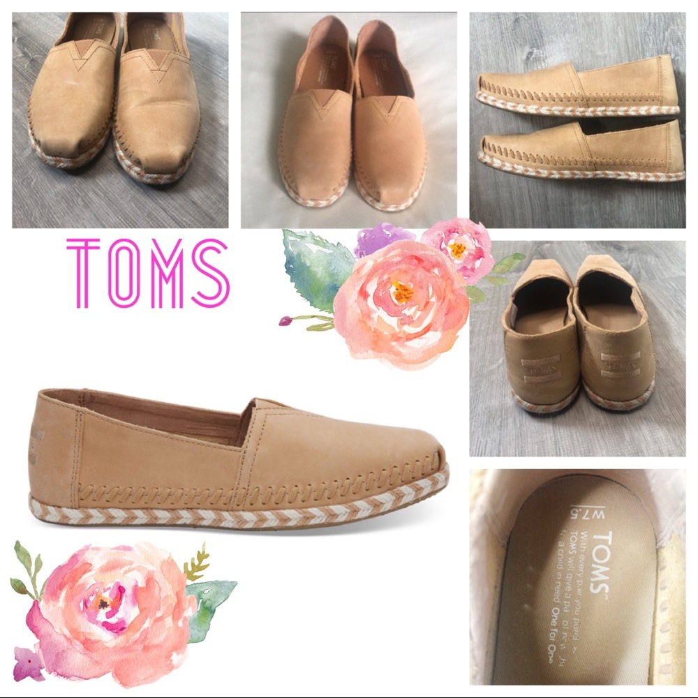 TOMS Tan Genuine Leather moccasin Espadrille